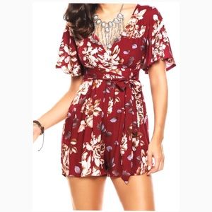 Red Floral Romper